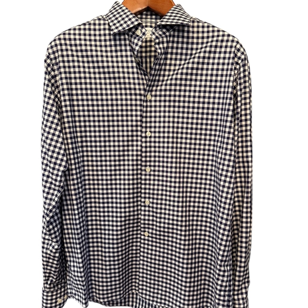 NWOT Eton, Mens Gingham Pattern Twill Shirt, Slim Fit, XL (43)